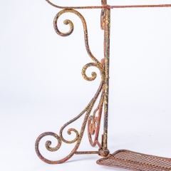 7-8185-A-French-Oval-Wrought-Iron-Table-C.1870-and-Two-Chairs-in-Original-Maroon-Paint-14