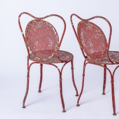 7-8185-A-French-Oval-Wrought-Iron-Table-C.1870-and-Two-Chairs-in-Original-Maroon-Paint-18
