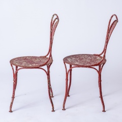 7-8185-A-French-Oval-Wrought-Iron-Table-C.1870-and-Two-Chairs-in-Original-Maroon-Paint-19