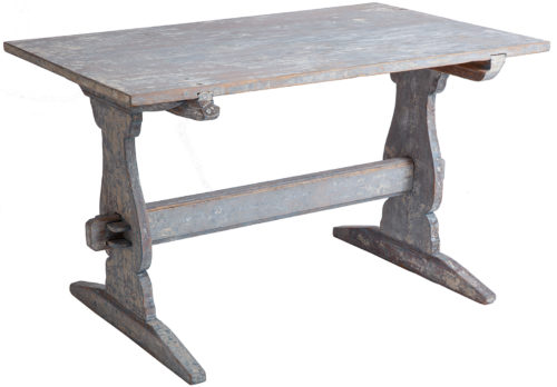 A Swedish Antique Blue Painted Trestle Table, circa 1880