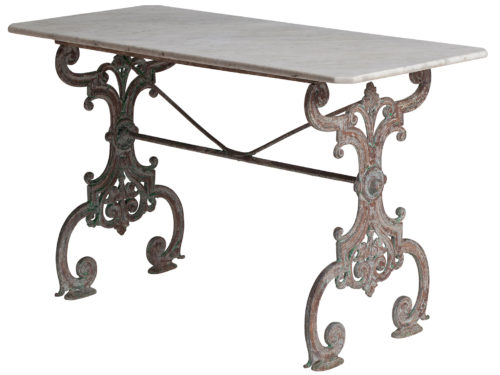A French Cast Iron Garden Table with Marble Top swedish antiques european antiques