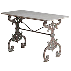 A French Cast Iron Garden Table with Marble Top swedish antiques european antiques