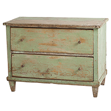 A French Green Painted Chest of Drawers, circa 1820