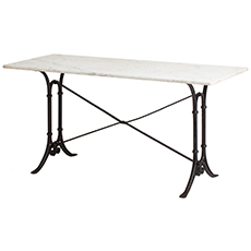 A Long French Bistro Table with White Marble Top, circa 1920 dawn hill swedish antiques