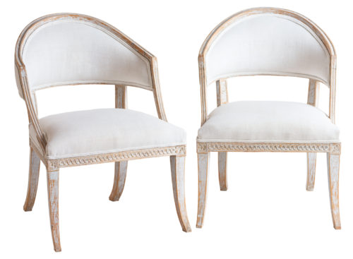 A Pair of Swedish, Late Gustavian, Barrel Back Chairs, circa 1810