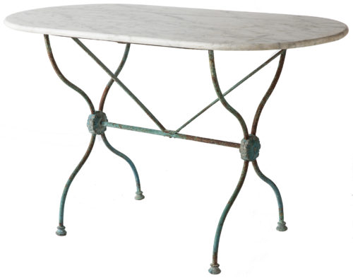 A French Bistro Table With an Oval White Marble Top Circa 1880