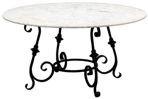 A French Round Marble Top Dining Table With Iron Base, Circa 1900