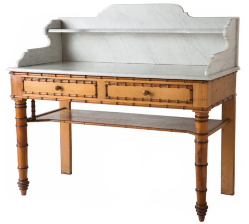An English, Faux Bamboo, Two Tier Marble Top Dresser, Circa 1850