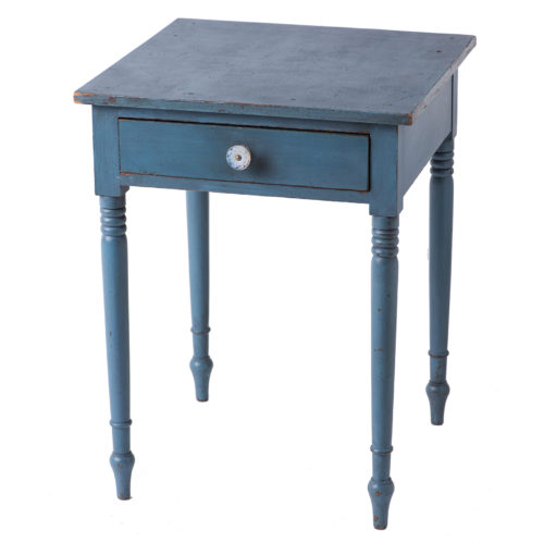 An American Blue Painted One Drawer Stand Circa 1820