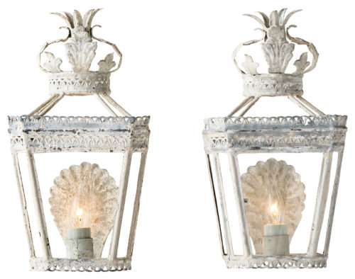 A Pair of White Painted French Lanterns, Circa 1900