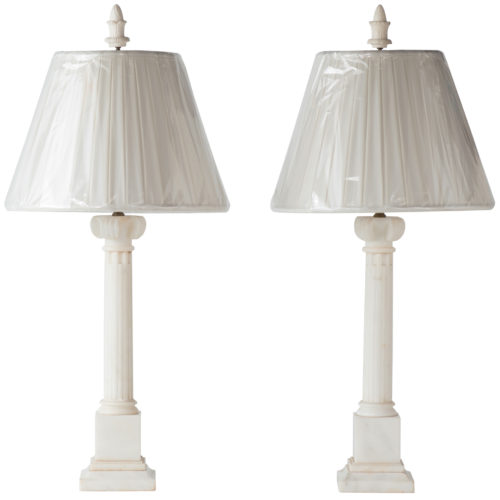 A Pair of American White Alabaster Lamps Circa 1950
