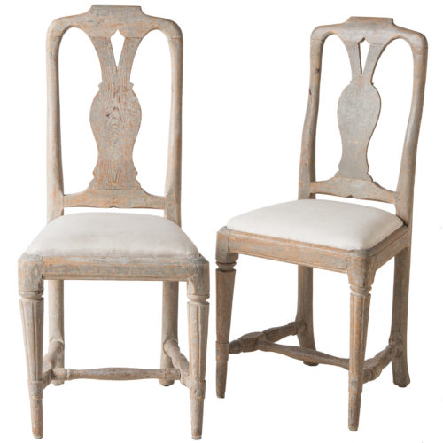 A Pair of Swedish Signed Rococo Period Side Chairs Circa 1770