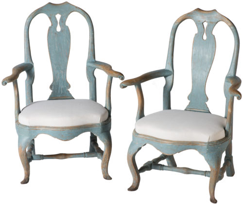 A Pair of Swedish Rococo Period Armchairs Circa 1770
