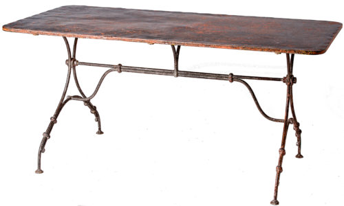 A French Wrought Iron Table With Metal Top from Alsace Circa 1890
