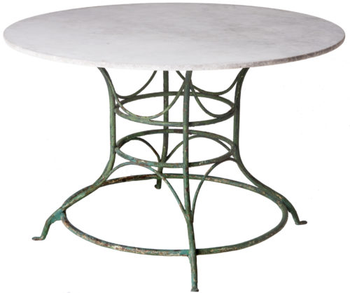 A French Wrought Iron Circular Table With White Marble Top Circa 1900