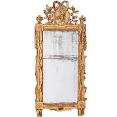 An Important French Louis XVI Period Giltwood Mirror With Bow