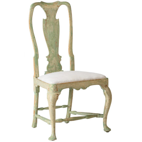 A Swedish Rococo Period Chair With Green Paint Circa 1770