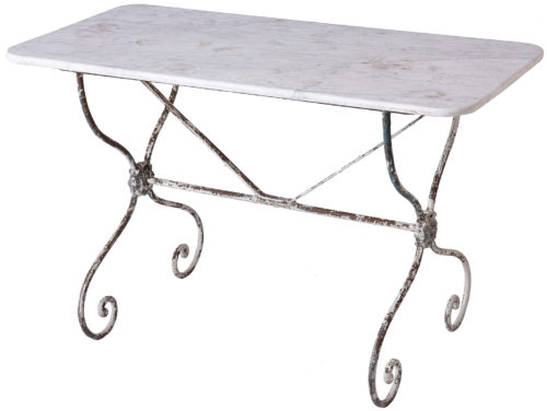 A French Marble Top Bistro Table With Wrought Iron Base Circa 1900