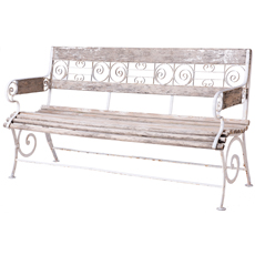 A French Wood and Wrought Iron Garden Bench Circa 1900