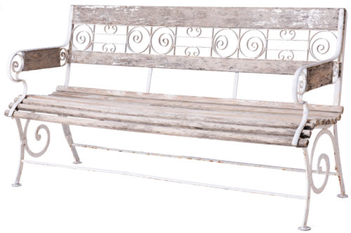 A French Wood and Wrought Iron Garden Bench Circa 1900