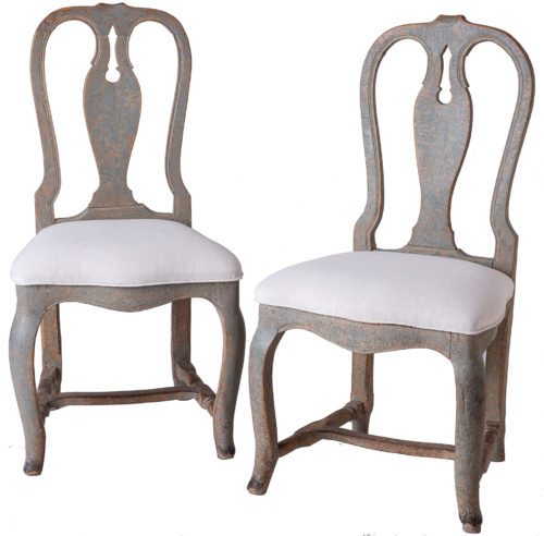 A Pair of Swedish Rococo Period Side Chairs Circa 1760