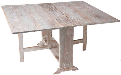 A Swedish Drop Leaf Slagbord Table With Traces of Blue Paint Circa 1820
