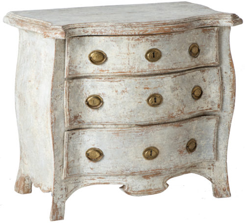 A Rococo Period White Painted Three Drawer Chest Circa 1760