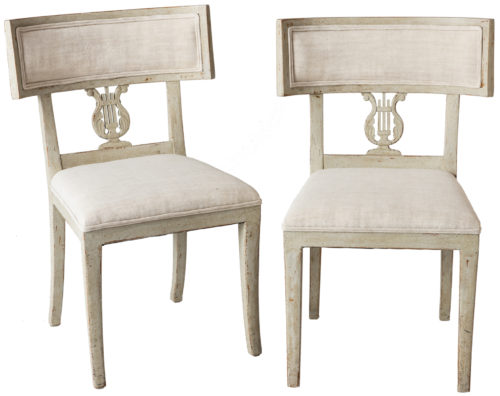 A Pair of Late Gustavian Period Swedish Klismos Chairs Circa 1815 