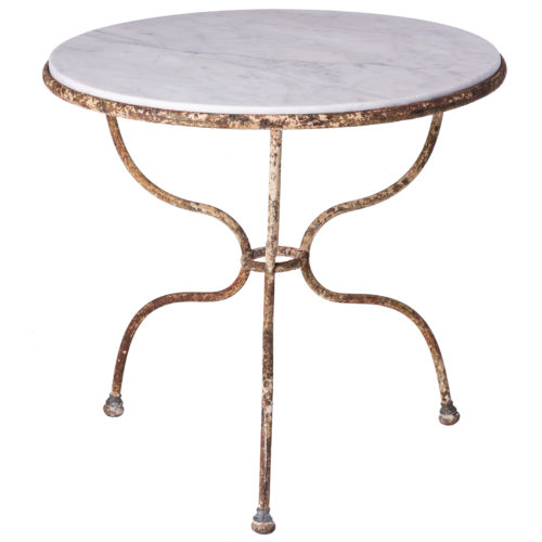 A Round Marble Top Café Table With Wrought Iron Base, France, Circa 1890