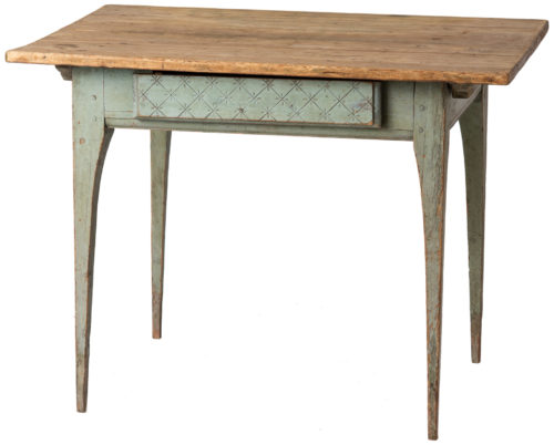 A Swedish Country Table With Original Green Paint and Scrubbed Top, Circa 1800