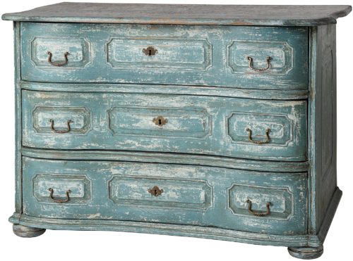 A French Mid 19th Century Blue Painted Chest of Drawers