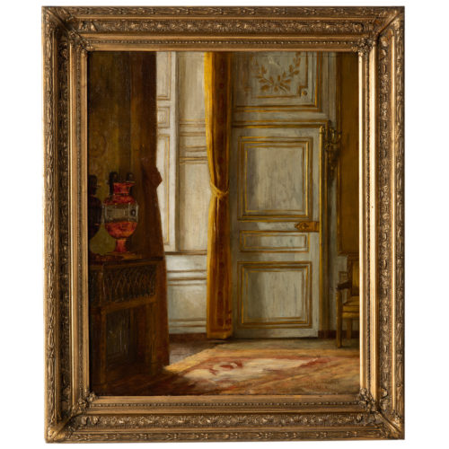A French Oil on Canvas Painting of an Interior Scene Signed and Dated 1912