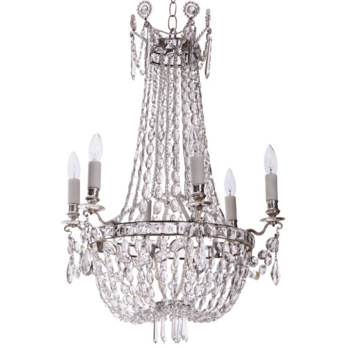 A French Crystal Six Light Chandelier, Circa 1900