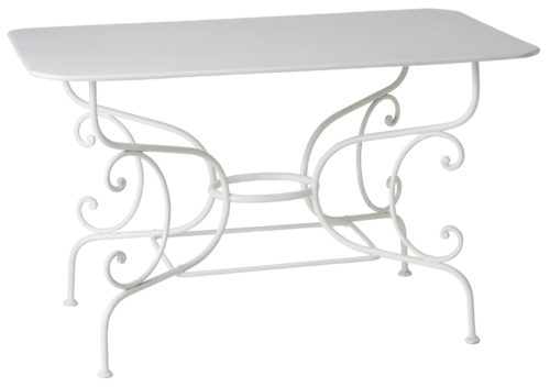 A French Rectangular Wrought Iron Metal Table in White Paint