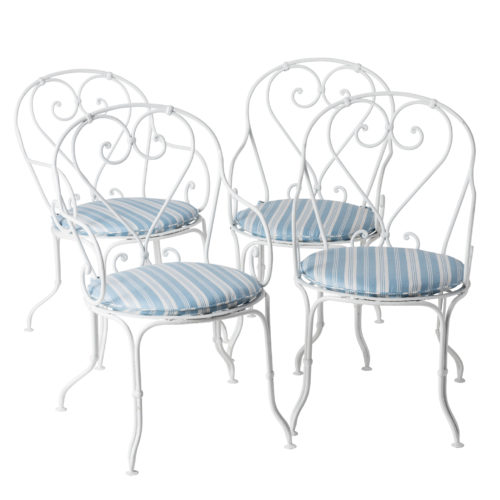 A Set of Four French Wrought Iron Armchairs, Circa 1900