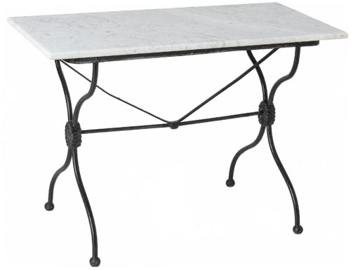 A French Bistro Table with Central Medallions and White Marble Top