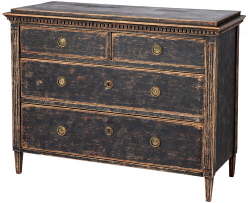 Gustavian Period Commode in Black Paint from Dalarna County Sweden, Circa 1800