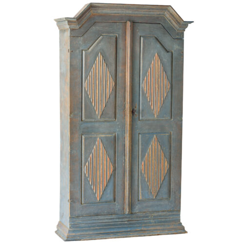 A Gustavian Period Cabinet with Coral and Blue Diamond Carvings, Circa 1790