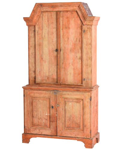 A Cupboard from Jämtland Sweden in Original Coral Paint, C. 1810