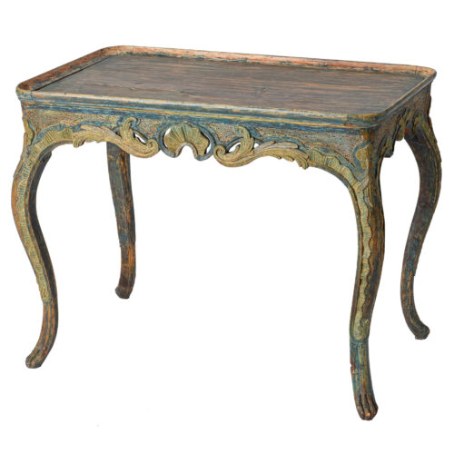A Norwegian Rococo Tea Table with Exquisite Carving in Original Paint C 1760