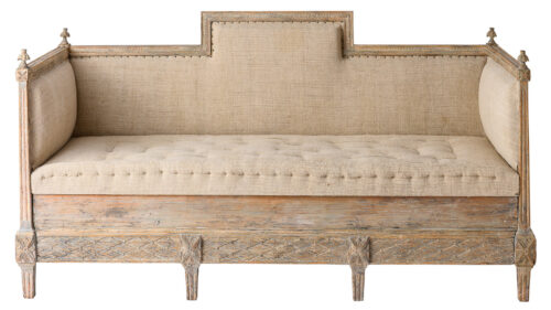 A Swedish Gustavian Sleeping Sofa with a Fully Upholstered Back C 1790