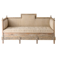 A Swedish Gustavian Sleeping Sofa with a Fully Upholstered Back C 1790