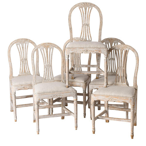 a set of Six dining chairs in Vasastol wheat design