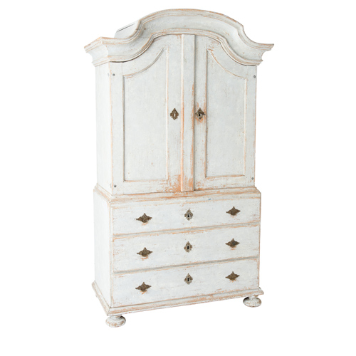 A white Swedish antique Rococo cabinet