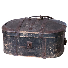 Swedish Wooden Travel Box in Original Black Paint Circa 1780
